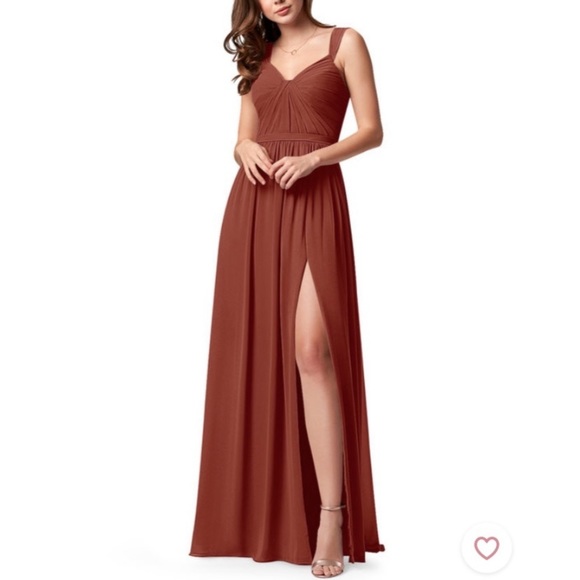 Azazie Dresses Azazie Evie Terracotta Bridesmaid Dress Read